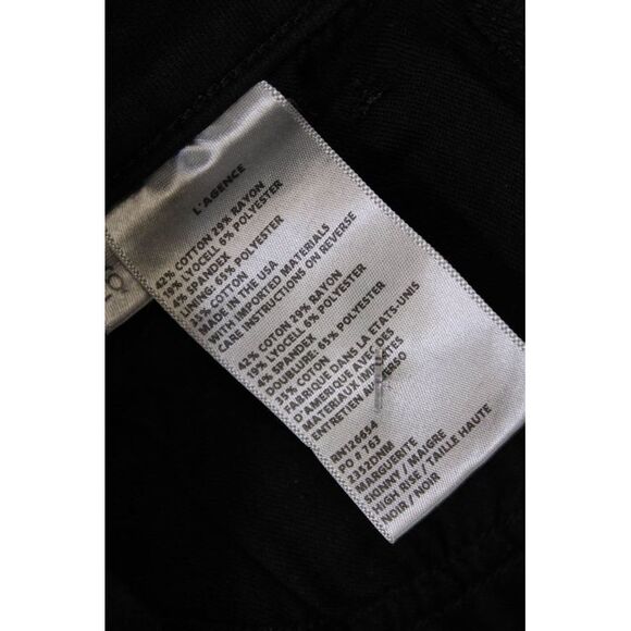 L'Agence Womens High Rise Skinny Leg Marguerite Jeans Black Cotton Size 26 - Picture 5 of 7